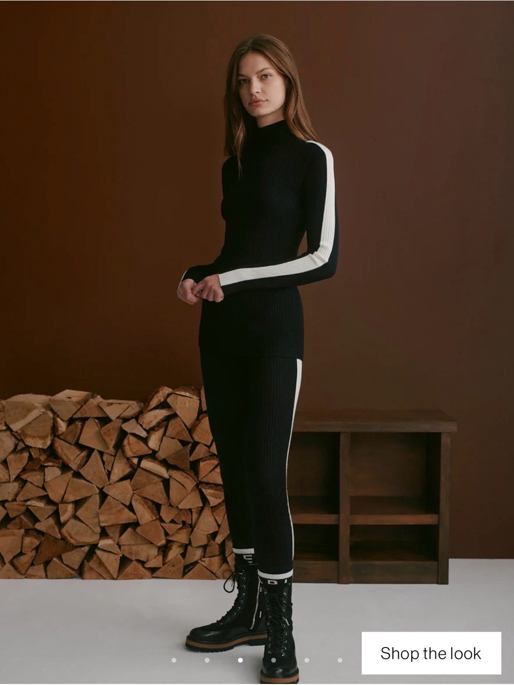 Varley Black Knitted Sweater Jumpsuit with White Side Stripe